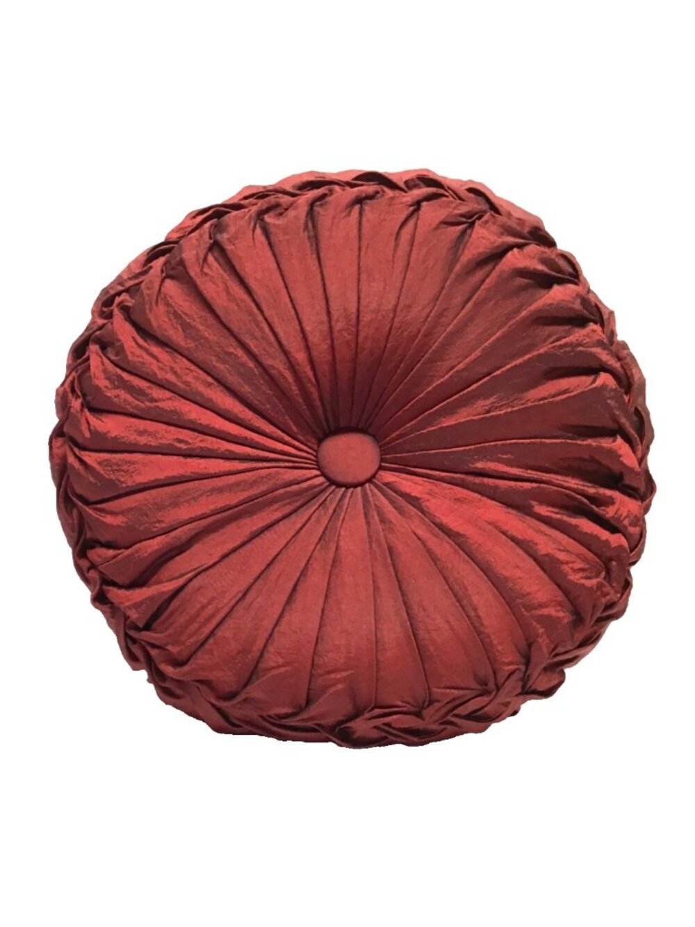 Red Pleated 13 inch Round Decorative Throw Pillow